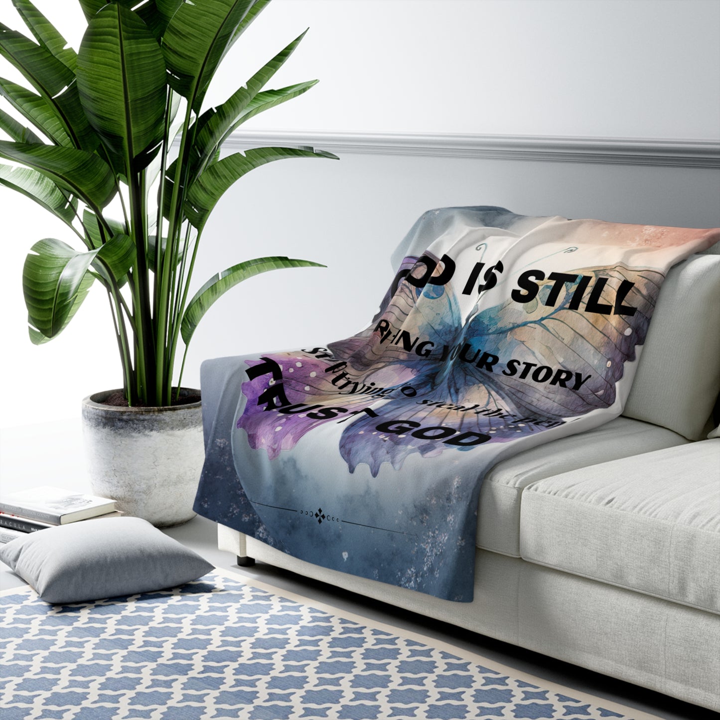 Sherpa Fleece Blanket - Watercolor Inspirational Throw/Blanket Super Soft Sherpa