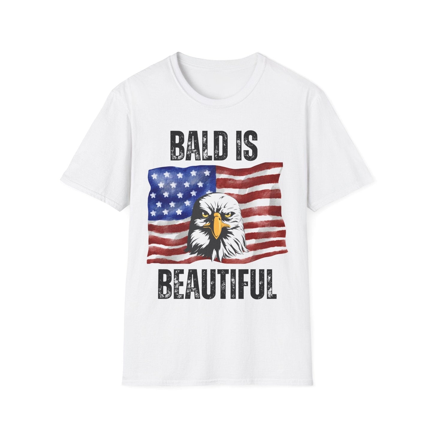 "BALD IS BEAUTIFUL" W/FLAG Unisex Softstyle T-Shirt
