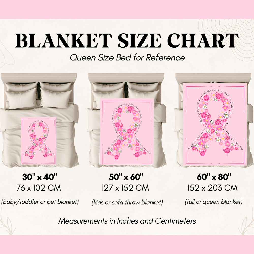 🌸 Wrap Her in Strength & Love. Cozy Breast Cancer Awareness Fleece Blanket.💖Free shipping included