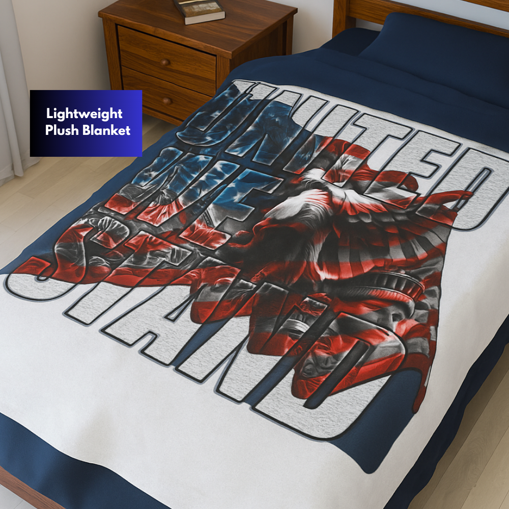 Patriotic Lightweight Velveteen Plush Blanket, Cozy Throw for Home Decor, Gift for Veterans, & Military, Warm Soft Blanket.