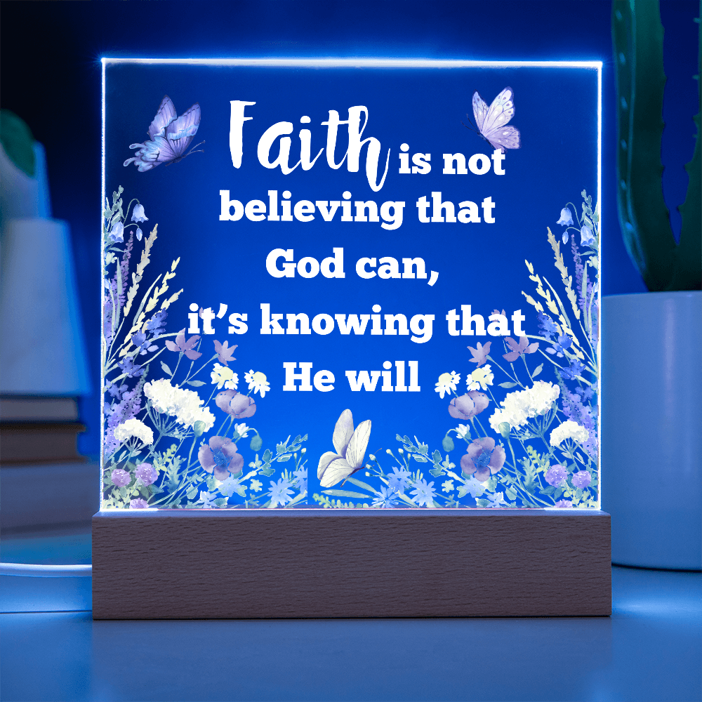 "FAITH"/Beautiful Square Acrylic LED Plaque