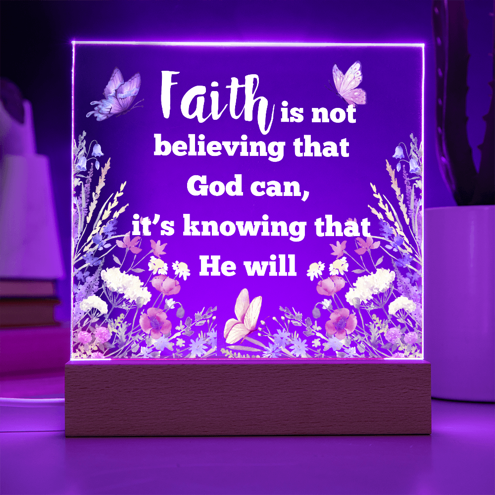 "FAITH"/Beautiful Square Acrylic LED Plaque