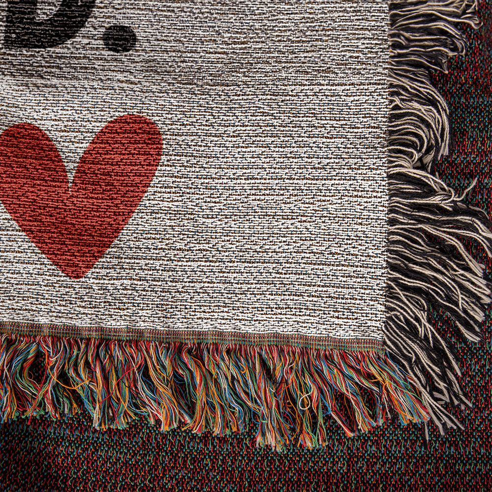 LOVE YOU MORE. THE END. I WIN. w/red heart//60"x50" HEIRLOOM WOVEN BLANKET