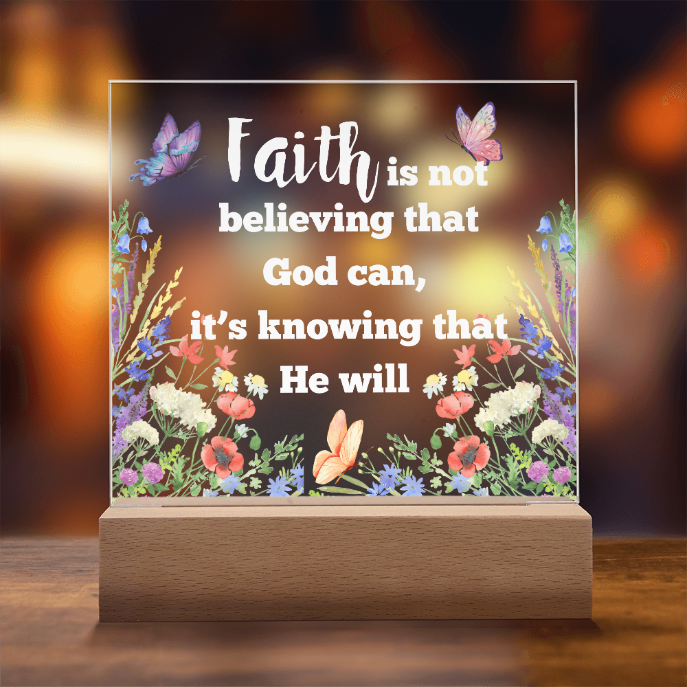 "FAITH"/Beautiful Square Acrylic LED Plaque