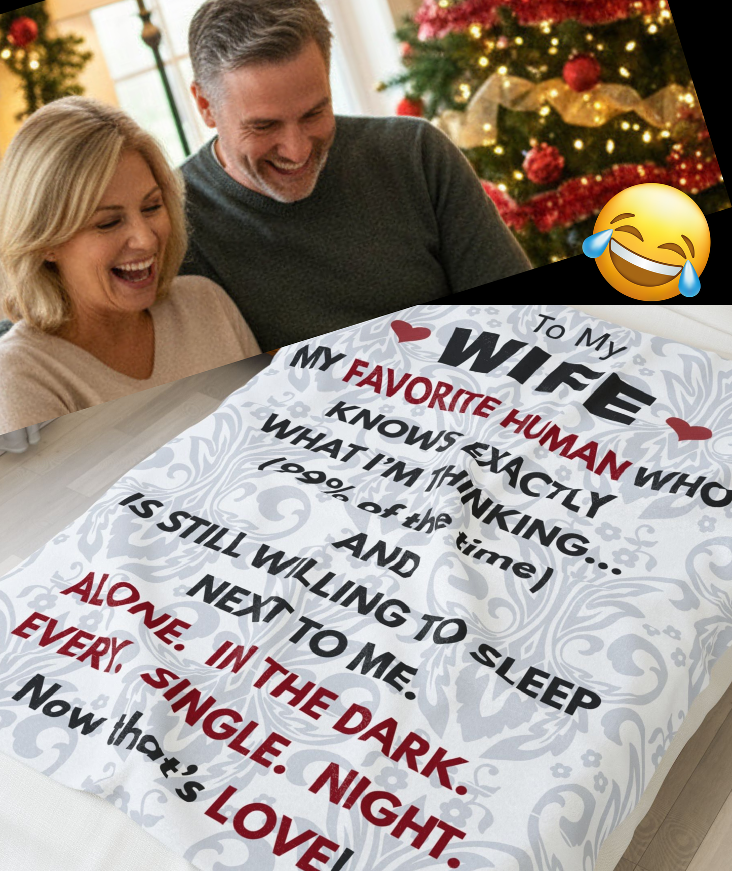 Velveteen Blanket – "To My Wife" Funny Romantic Quote Plush Throw