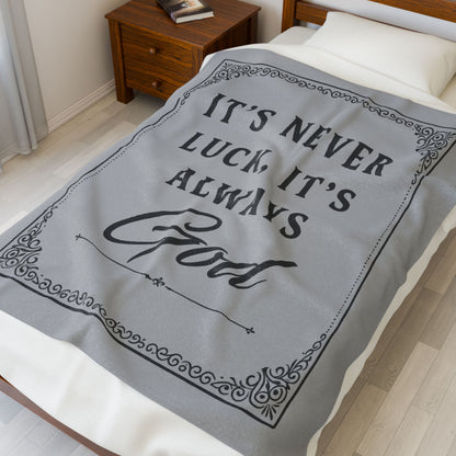 Copy of Religious Plush Blanket — "It's Never Luck, It's Always God" Velveteen Throw
