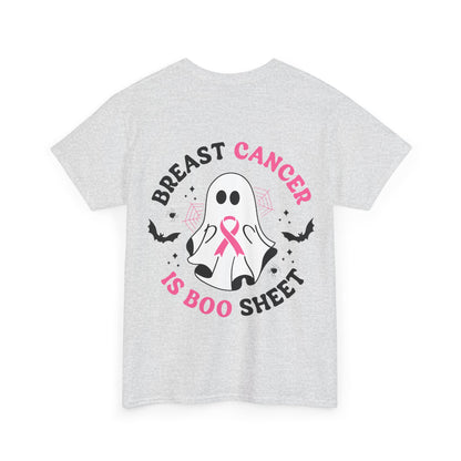 Cute Ghost Breast Cancer Awareness Tee | Unisex Heavy Cotton Tee, Halloween Shirt, Breast Cancer Support, Boo Sheet Tee, Gift for Her
