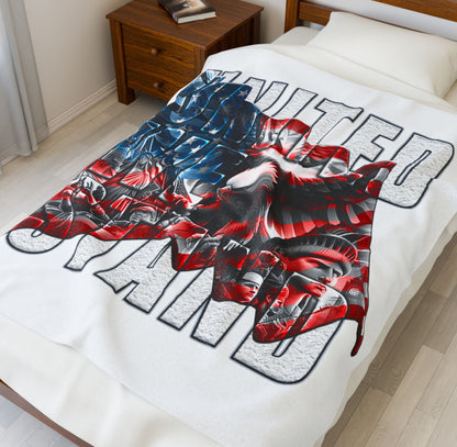 Patriotic Lightweight Velveteen Plush Blanket, Cozy Throw for Home Decor, Gift for Veterans, & Military, Warm Soft Blanket.