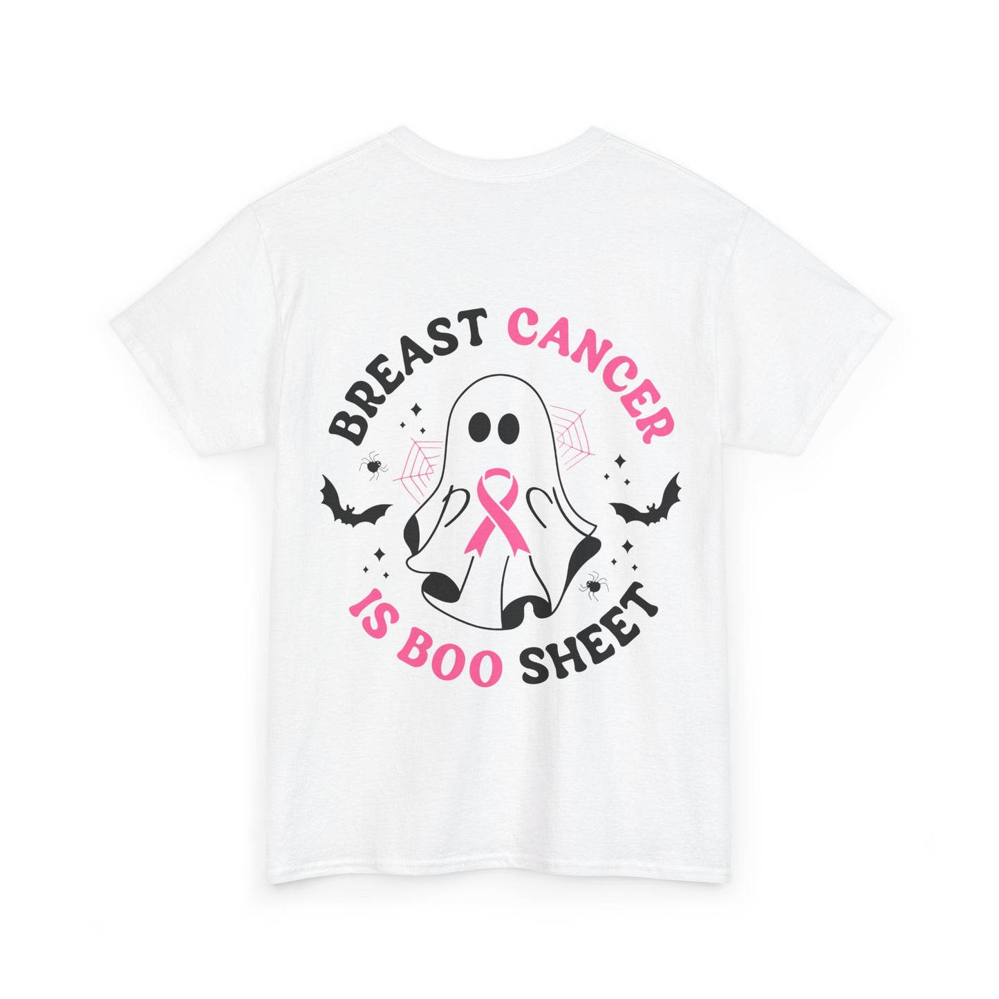 Cute Ghost Breast Cancer Awareness Tee | Unisex Heavy Cotton Tee, Halloween Shirt, Breast Cancer Support, Boo Sheet Tee, Gift for Her