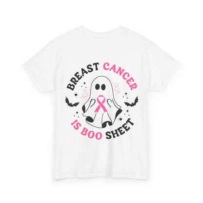 Cute Ghost Breast Cancer Awareness Tee | Unisex Heavy Cotton Tee, Halloween Shirt, Breast Cancer Support, Boo Sheet Tee, Gift for Her