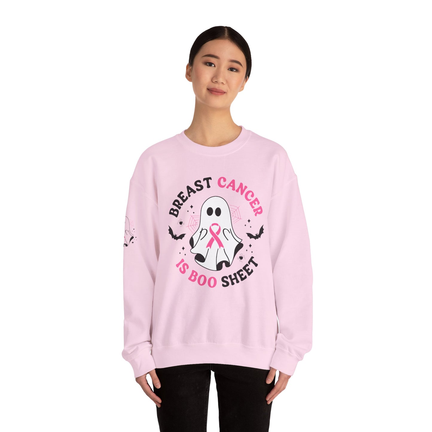 Breast Cancer Awareness Ghost Sweatshirt, Halloween Shirt, Gifts for Her, Funny Crewneck, Unisex Casual Wear