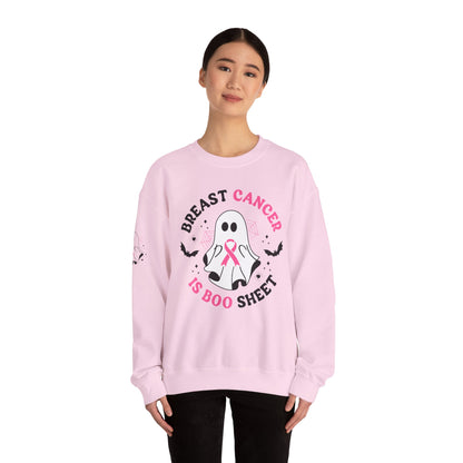 Breast Cancer Awareness Ghost Sweatshirt, Halloween Shirt, Gifts for Her, Funny Crewneck, Unisex Casual Wear