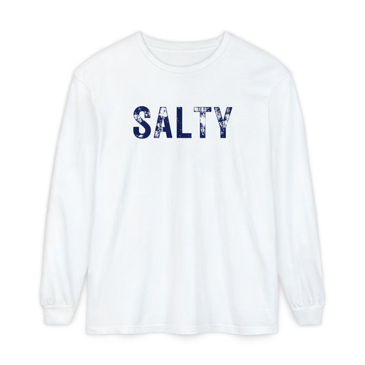 Salty Long Sleeve T-Shirt, Unisex Beach Apparel, Coastal Style Shirt, Ocean Lover Gift, Summer Casual Wear, Nautical T-Shirt