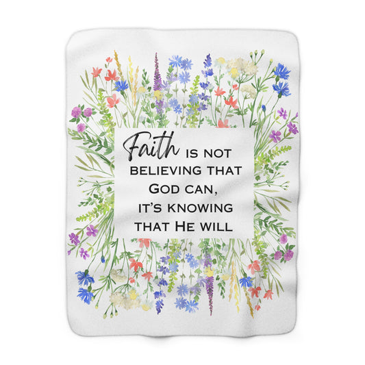 Floral Faith Sherpa Fleece Blanket