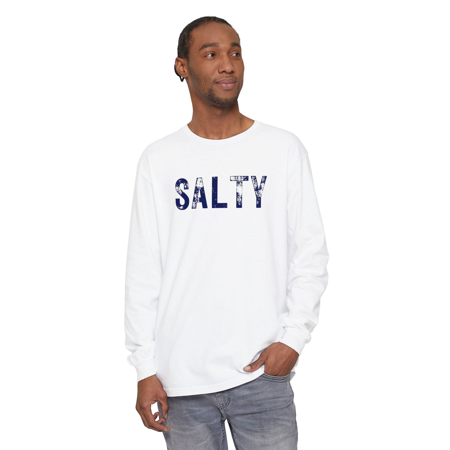 Salty Long Sleeve T-Shirt, Unisex Beach Apparel, Coastal Style Shirt, Ocean Lover Gift, Summer Casual Wear, Nautical T-Shirt