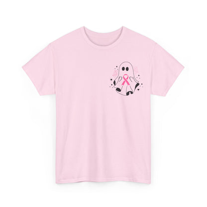 Cute Ghost Breast Cancer Awareness Tee | Unisex Heavy Cotton Tee, Halloween Shirt, Breast Cancer Support, Boo Sheet Tee, Gift for Her