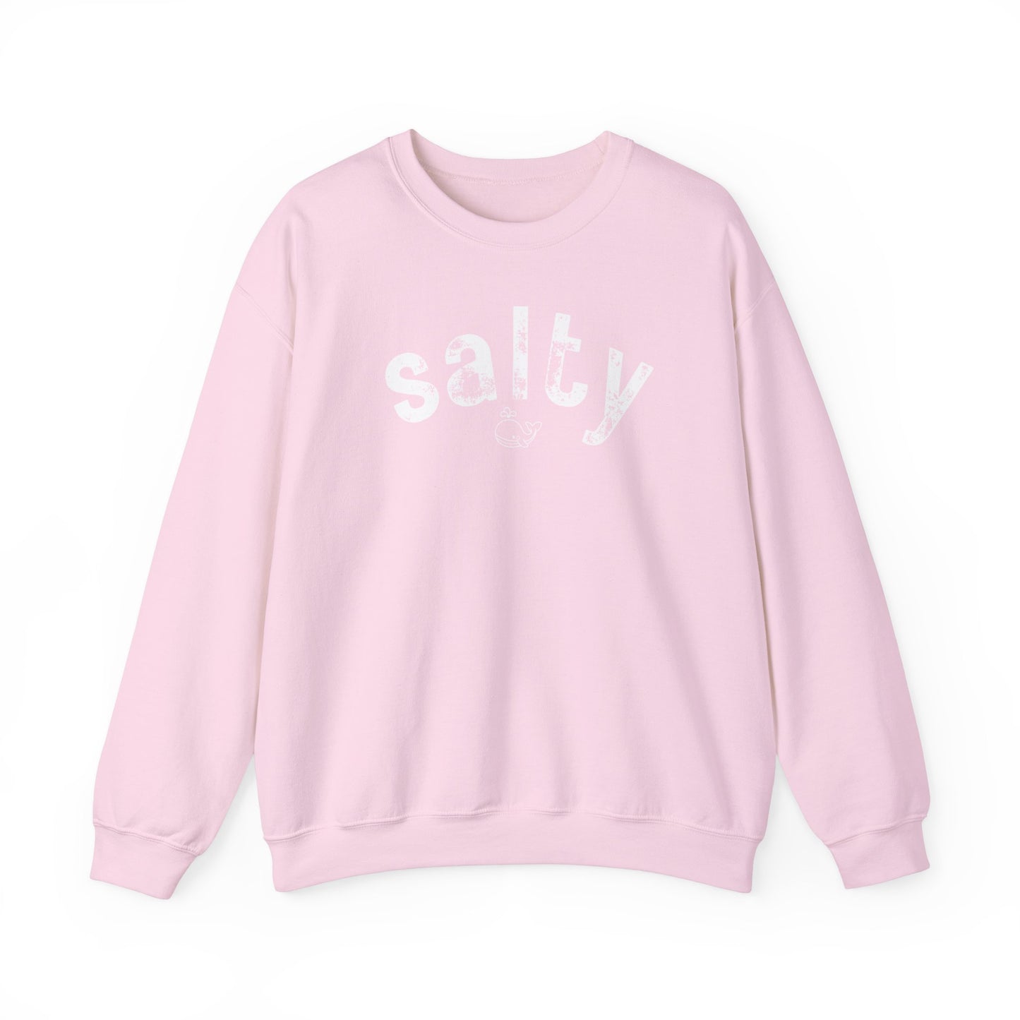 "salty"with tiny whale/ Crewneck Sweatshirt - Soft and Comfy for Relaxing Days by the Water