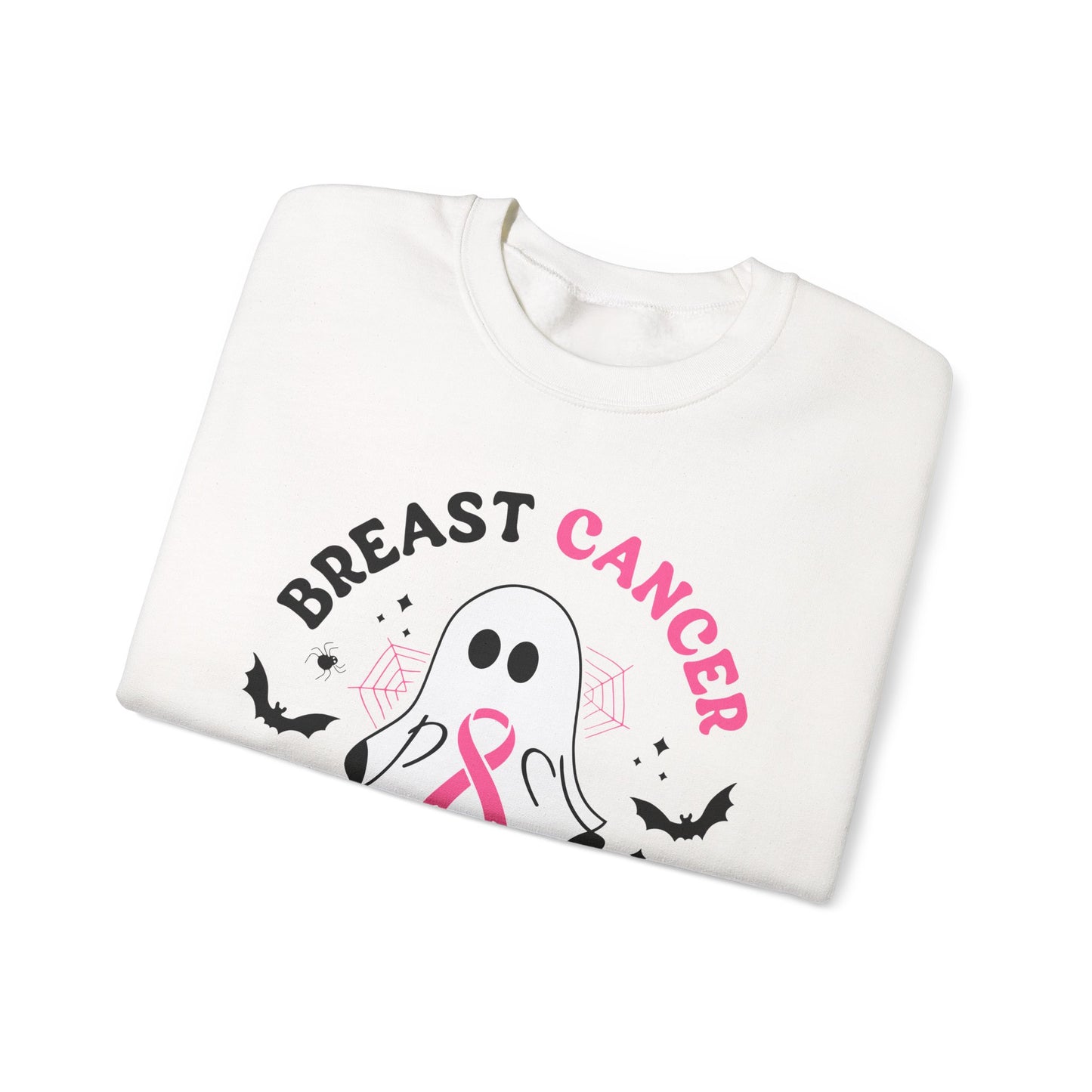 Breast Cancer Awareness Ghost Sweatshirt, Halloween Shirt, Gifts for Her, Funny Crewneck, Unisex Casual Wear
