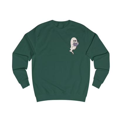 Book Lovers/Ghost Unisex Sweatshirt - Perfect for Halloween, Cozy Fall Wear, Gift for Book Lovers, Ghost and Books Design