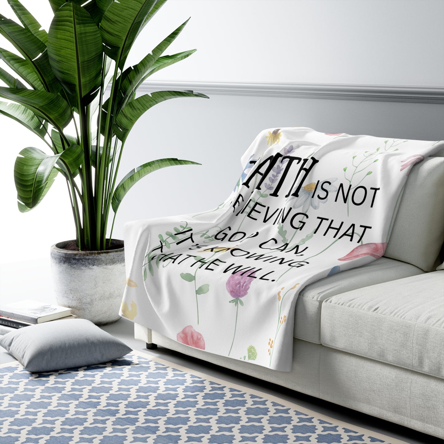 Floral Faith Sherpa Fleece Blanket