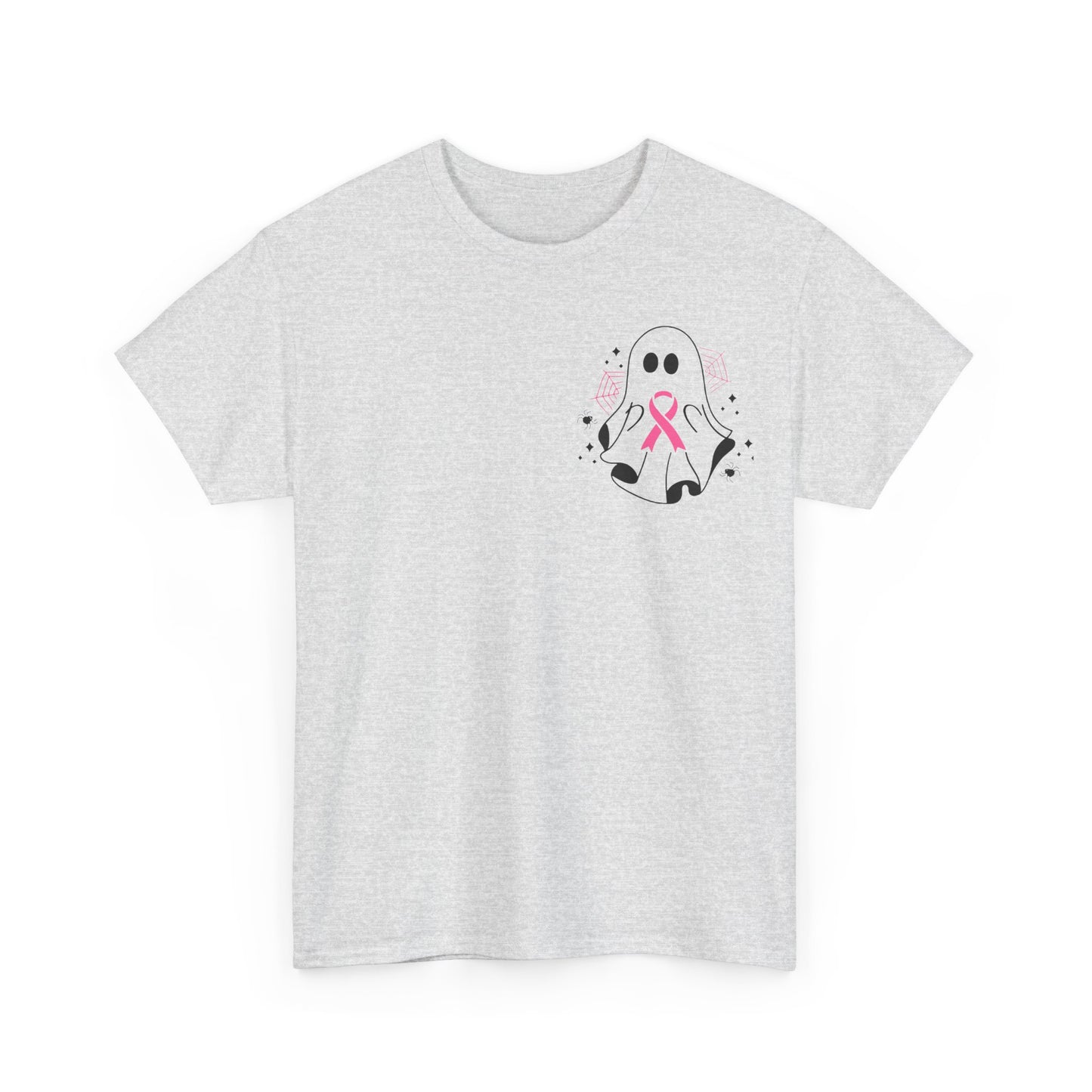 Cute Ghost Breast Cancer Awareness Tee | Unisex Heavy Cotton Tee, Halloween Shirt, Breast Cancer Support, Boo Sheet Tee, Gift for Her