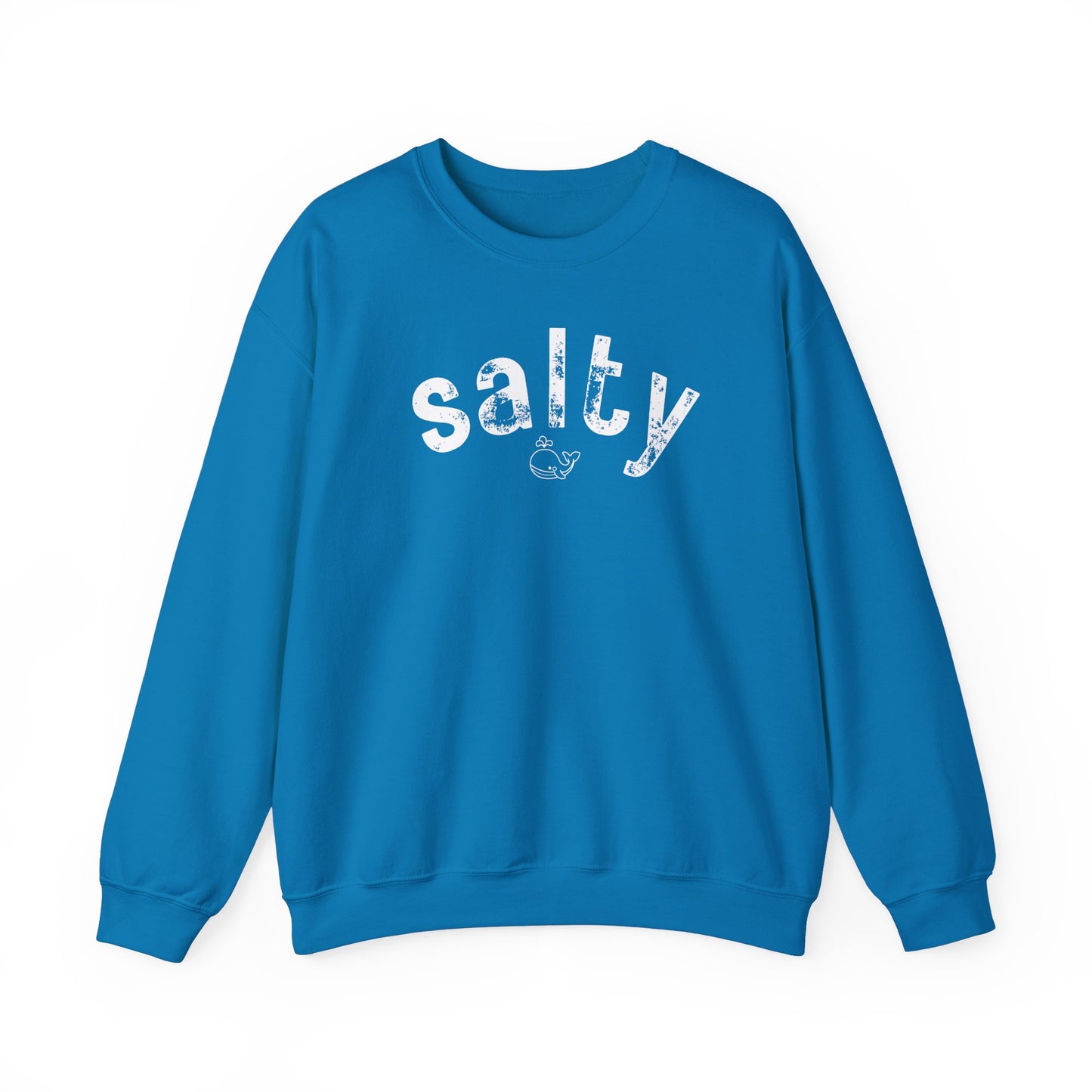 "salty"with tiny whale/ Crewneck Sweatshirt - Soft and Comfy for Relaxing Days by the Water