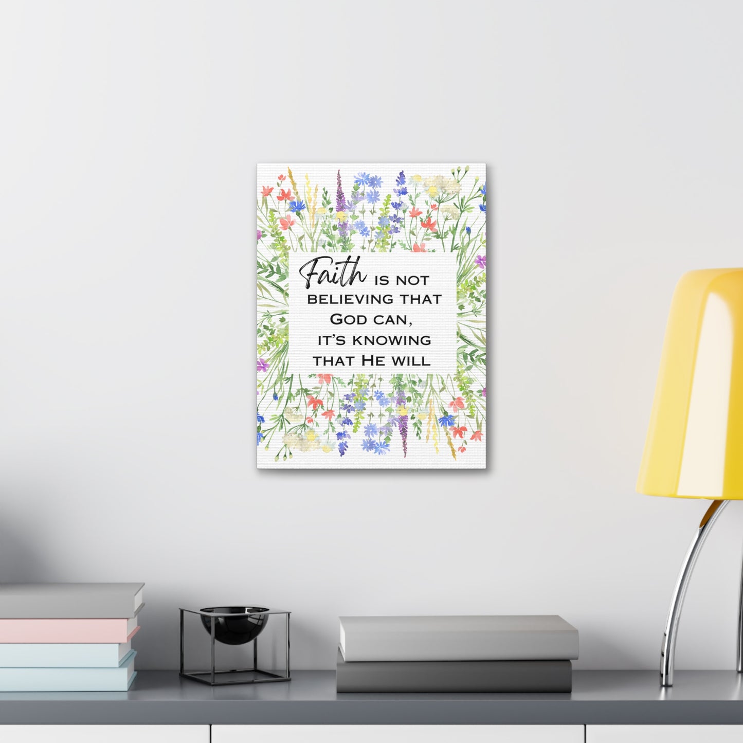 Floral "Faith" Canvas Wall Art