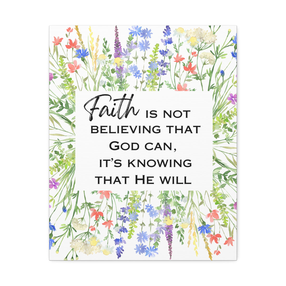 Floral "Faith" Canvas Wall Art