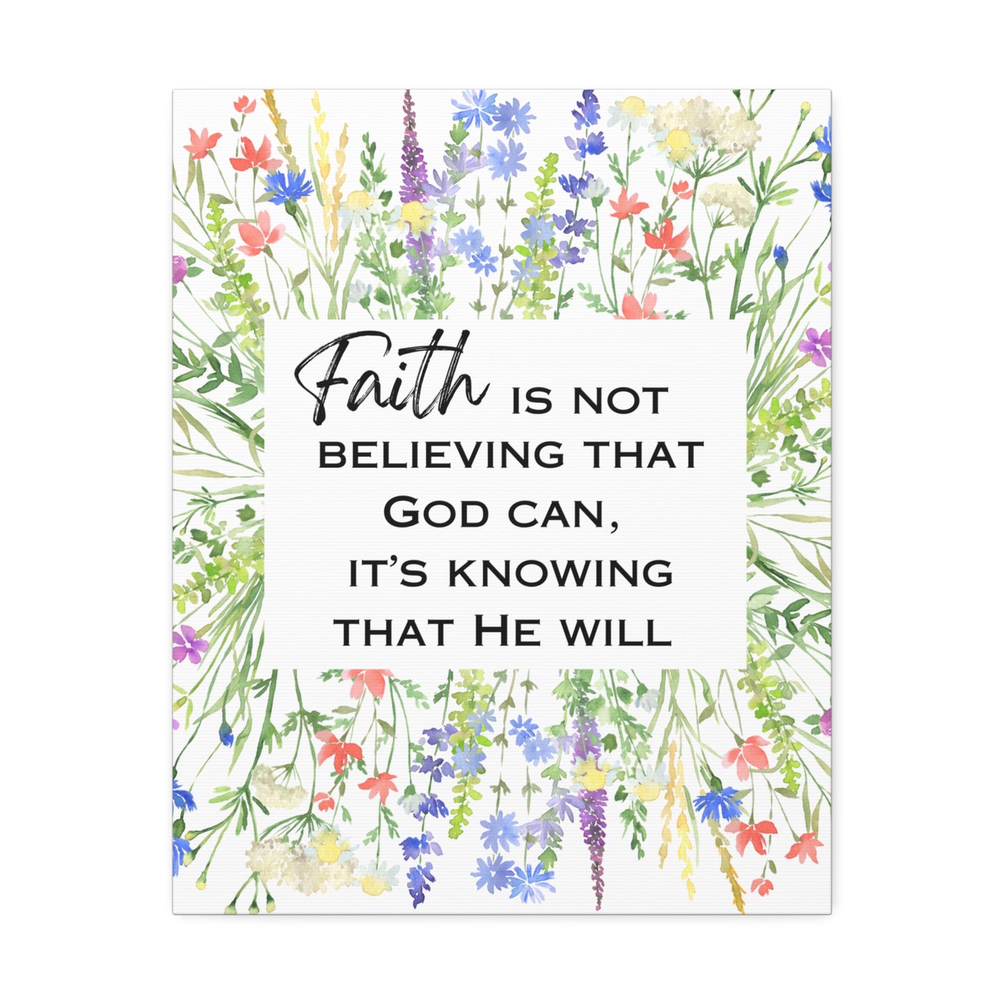 Floral "Faith" Canvas Wall Art