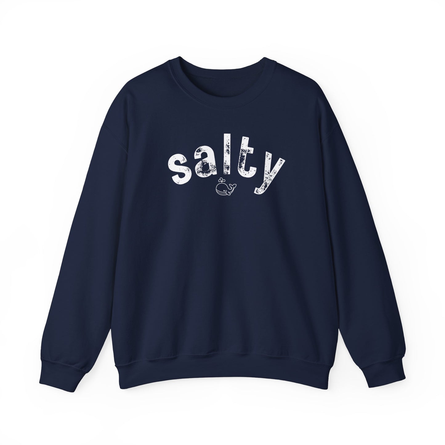 "salty"with tiny whale/ Crewneck Sweatshirt - Soft and Comfy for Relaxing Days by the Water