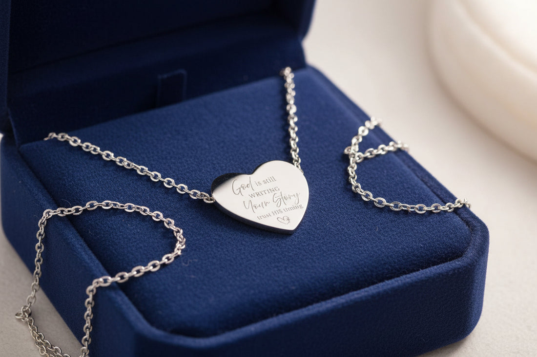 Engraved Heart Necklace — God is Still Writing Your Story