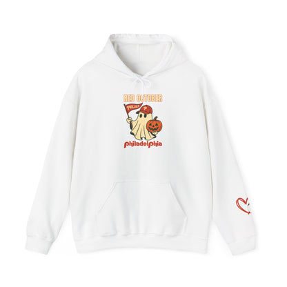 Red October Hoodie, Halloween Ghost Hoodie, Unisex Sweatshirt, Fall Fashion, Cute Halloween Apparel, Gift for Pumpkin Lovers, Cozy Hoodie, October Style