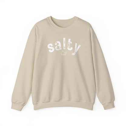 "salty"with tiny whale/ Crewneck Sweatshirt - Soft and Comfy for Relaxing Days by the Water