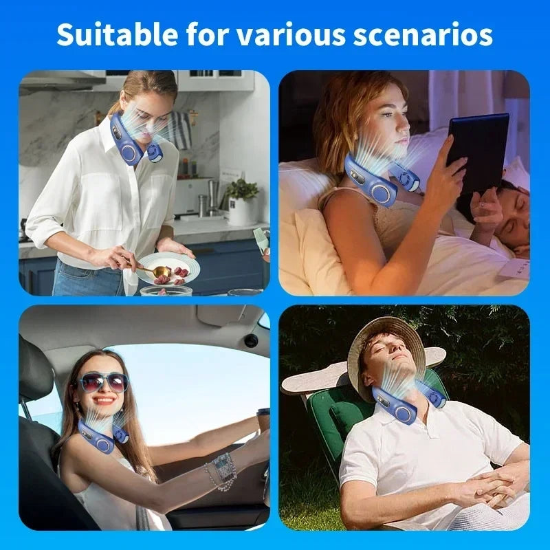 Portable Bladeless Neck Fan with Built-In Light. Hands-free cooling and built-in lighting for hot days, night walks, travel, and everyday use.  SHIPS FREE!