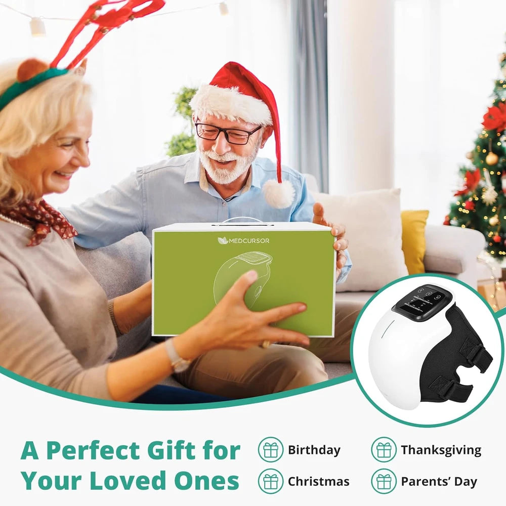 Knee Massager with Heat, Cordless Heated Knee Massage for Pain Relief with 3 Heating Levels, 3 Vibration Modes, LED Screen, Adjustable Straps, Gift for Men and Women