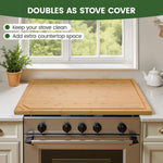 Extra-Large Bamboo Cutting Board That Instantly Adds Prep Space! Fits over most sinks or stovetops to give you more room for chopping, carving, serving, and meal prep.