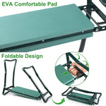 Portable Foldable Garden Kneeler and Seat with Tool Pouch & EVA Pad | Portable Foldable Gardening Kneeling Bench Stool with Tool Pouch & EVA Foam Pad for Gardeners, Seniors & Women