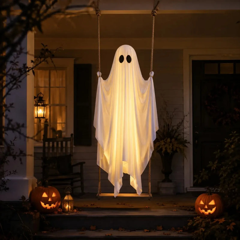 Halloween Large Swing Ghost Phantom Glowing Hanging Decor, Outdoor Yard Tree Hang, Remote Control Light String, Party Scene Decoration, Halloween Decorations Outdoor