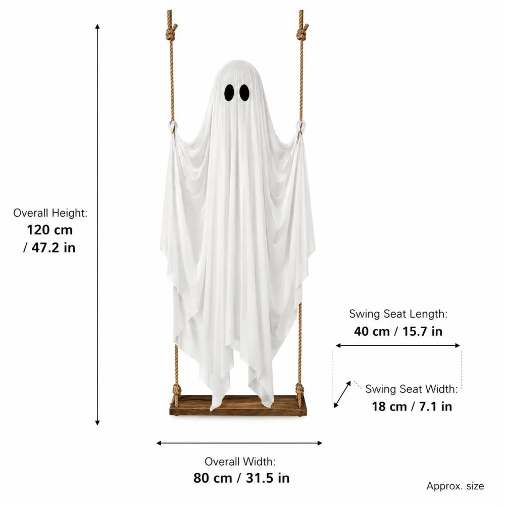 Halloween Large Swing Ghost Phantom Glowing Hanging Decor, Outdoor Yard Tree Hang, Remote Control Light String, Party Scene Decoration, Halloween Decorations Outdoor