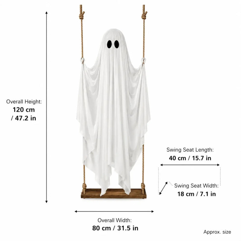 Halloween Large Swing Ghost Phantom Glowing Hanging Decor, Outdoor Yard Tree Hang, Remote Control Light String, Party Scene Decoration, Halloween Decorations Outdoor