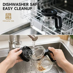 Mini Brew 16 oz Glass Coffee Mug with Lid.  Heat-Resistant Coffee Pot-Shaped Cup with Measurement Marks and Ergonomic Handle, Novelty Gift for Coffee Lovers! SHIPS FREE! 2 bonus gifts included today!