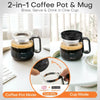 Mini Brew 16 oz Glass Coffee Mug with Lid.  Heat-Resistant Coffee Pot-Shaped Cup with Measurement Marks and Ergonomic Handle, Novelty Gift for Coffee Lovers! SHIPS FREE! 2 bonus gifts included today!