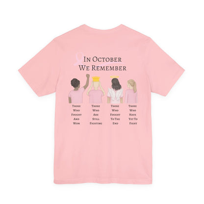 Pink Ribbon Awareness Tee | Breast Cancer Awareness Month T-Shirt, Gift for Supporters, October Fundraiser, Unisex Short Sleeve Shirt