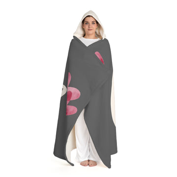 Super Luxurious Hooded Sherpa Blanket — Cozy Gray Fleece with Pink Accent