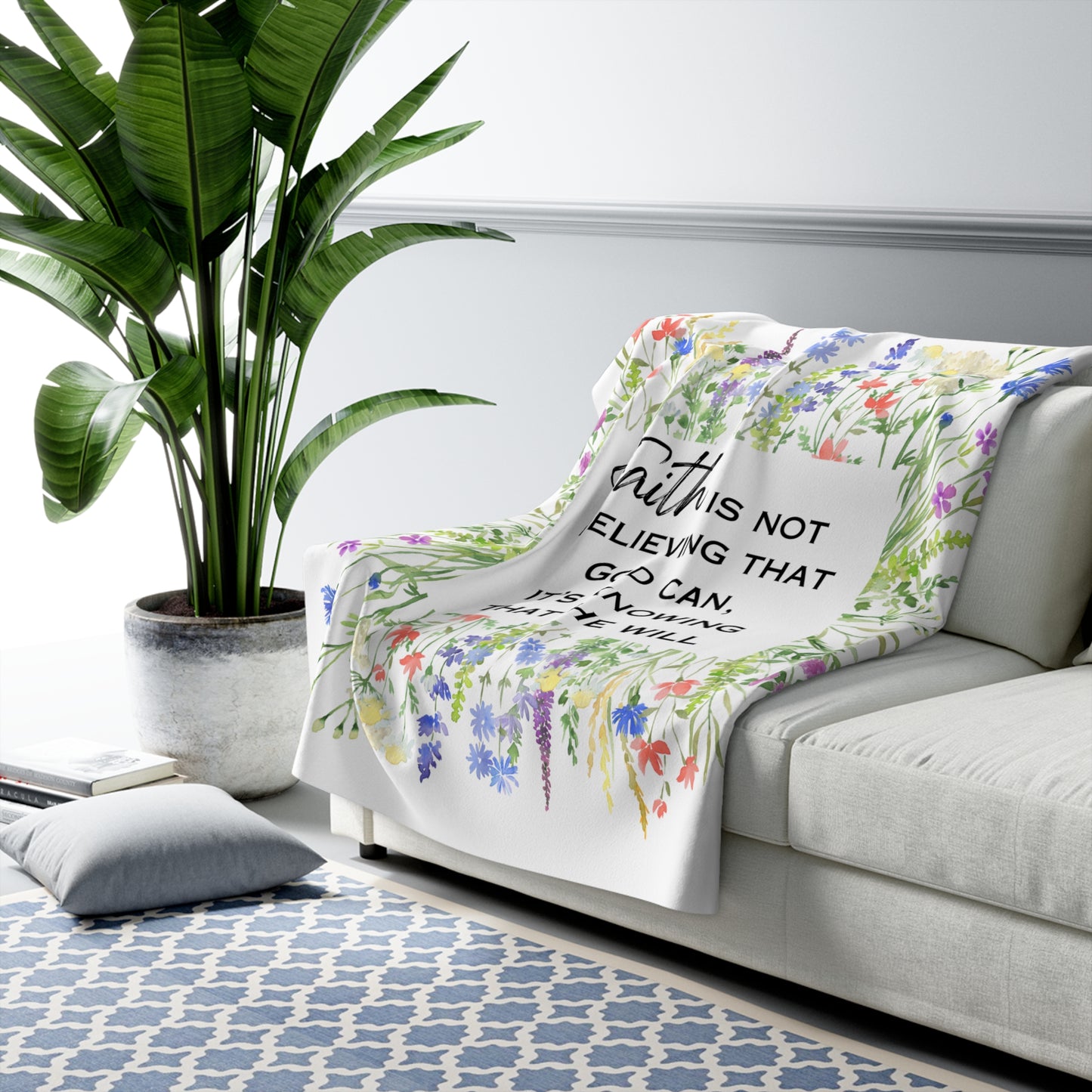 Floral Faith Sherpa Fleece Blanket