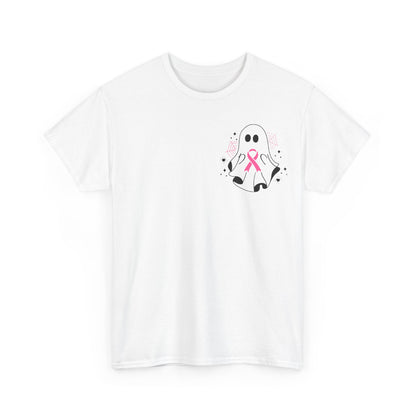 Cute Ghost Breast Cancer Awareness Tee | Unisex Heavy Cotton Tee, Halloween Shirt, Breast Cancer Support, Boo Sheet Tee, Gift for Her