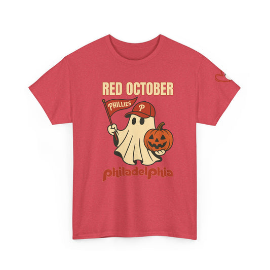 Red October Shirt, Spooky Season Apparel, Unisex Cotton T-Shirt, Fall Festival Wear