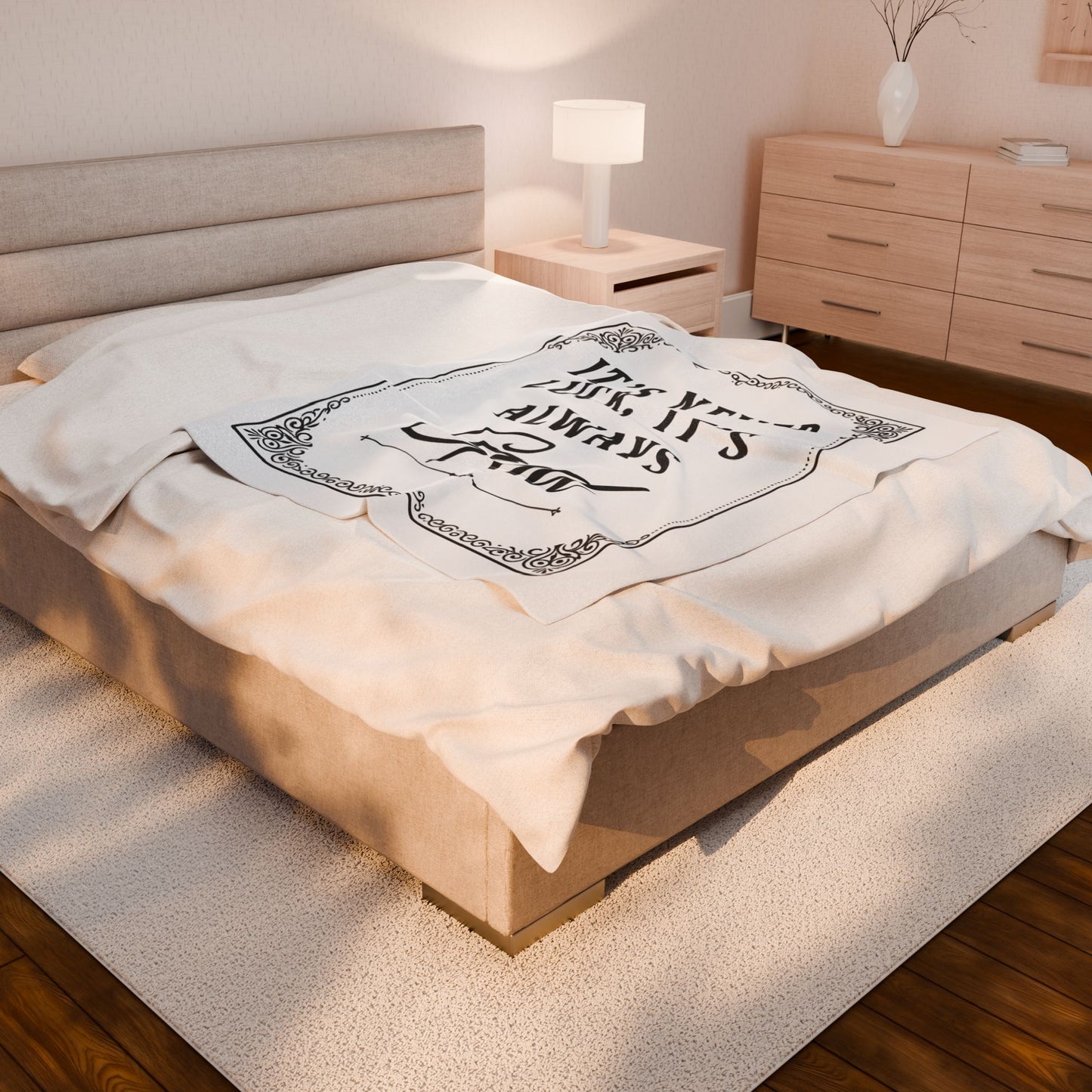 Religious Plush Blanket — "It's Never Luck, It's Always God" Velveteen Throw