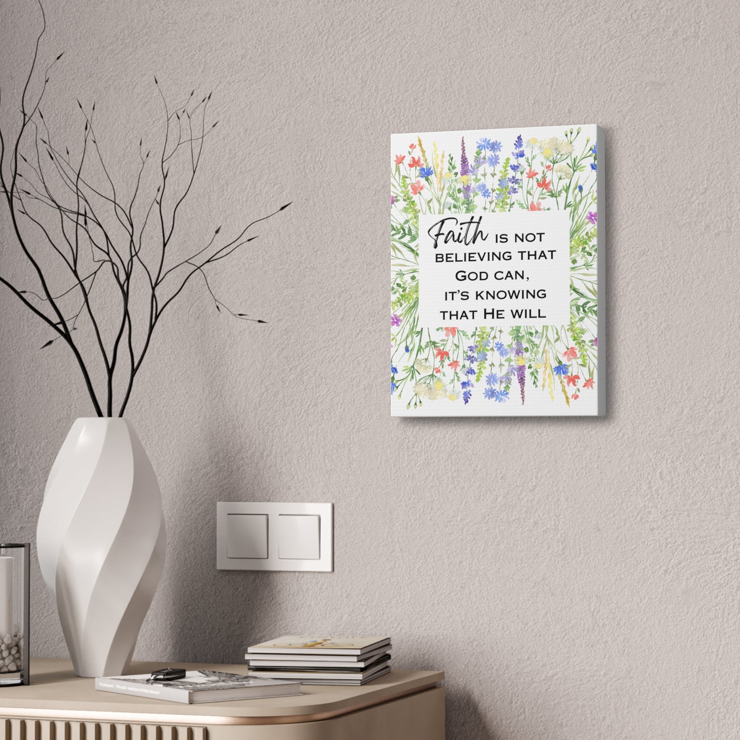 Floral "Faith" Canvas Wall Art