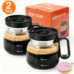 Mini Brew 16 oz Glass Coffee Mug with Lid.  Heat-Resistant Coffee Pot-Shaped Cup with Measurement Marks and Ergonomic Handle, Novelty Gift for Coffee Lovers! SHIPS FREE! 2 bonus gifts included today!